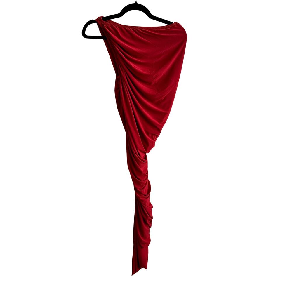 Norma Kamali Diana Ruched Midi Dress Red - Picture 2 of 4